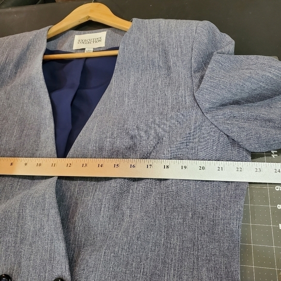 Vintage 90's Executive Collection Double Breasted Blue Blazer Size 14 - Picture 8 of 10
